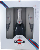 "Martini" Asti, в подарочной упаковке + 2 бокала